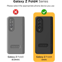 VRS Design Terra Guard Modern For Galaxy Z Fold 4 5G, 2022, Premium Modern Neat Style, Anti Scratch Hinge Protection Case With Tempered Glass Screen Protector, Black