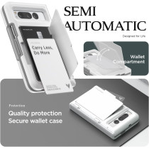VRS Design Terra Guard Modern Go For Google Pixel Fold Case, 2023, Premium Modern Neat Style Hinge Protection Card Case Compatible With Pixel Fold, White