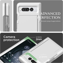 VRS Design Terra Guard Modern Go For Google Pixel Fold Case, 2023, Premium Modern Neat Style Hinge Protection Card Case Compatible With Pixel Fold, White