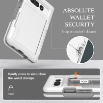 VRS Design Terra Guard Modern Go For Google Pixel Fold Case, 2023, Premium Modern Neat Style Hinge Protection Card Case Compatible With Pixel Fold, White