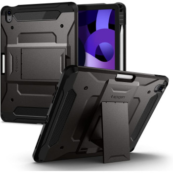 Spigen Tough Armor Pro Designed For iPad Air 11 Inch Case 2024, 10.9 Inch, 5Th/4Th Generation Case 2022/2020 With Pencil Holder, Gunmetal