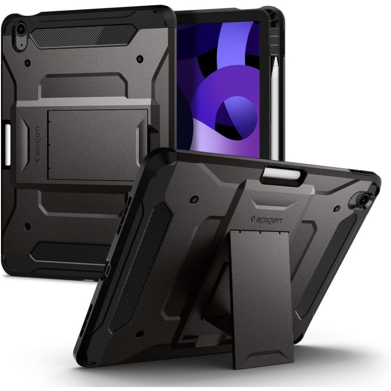 Spigen Tough Armor Pro Designed For iPad Air 11 Inch Case 2024, 10.9 Inch, 5Th/4Th Generation Case 2022/2020 With Pencil Holder, Gunmetal