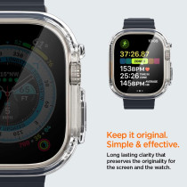Spigen Ultra Hybrid Designed For Apple Watch Ultra 2/Apple Watch Ultra Case With Full Coverage Screen Protector For Apple Watch Ultra 49Mm Case, Crystal Clear