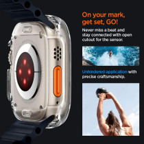 Spigen Ultra Hybrid Designed For Apple Watch Ultra 2/Apple Watch Ultra Case With Full Coverage Screen Protector For Apple Watch Ultra 49Mm Case, Crystal Clear
