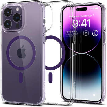 Spigen Ultra Hybrid, Magfit, Anti-Yellowing Technology Designed For iPhone 14 Pro Max Case 2022, Deep Purple