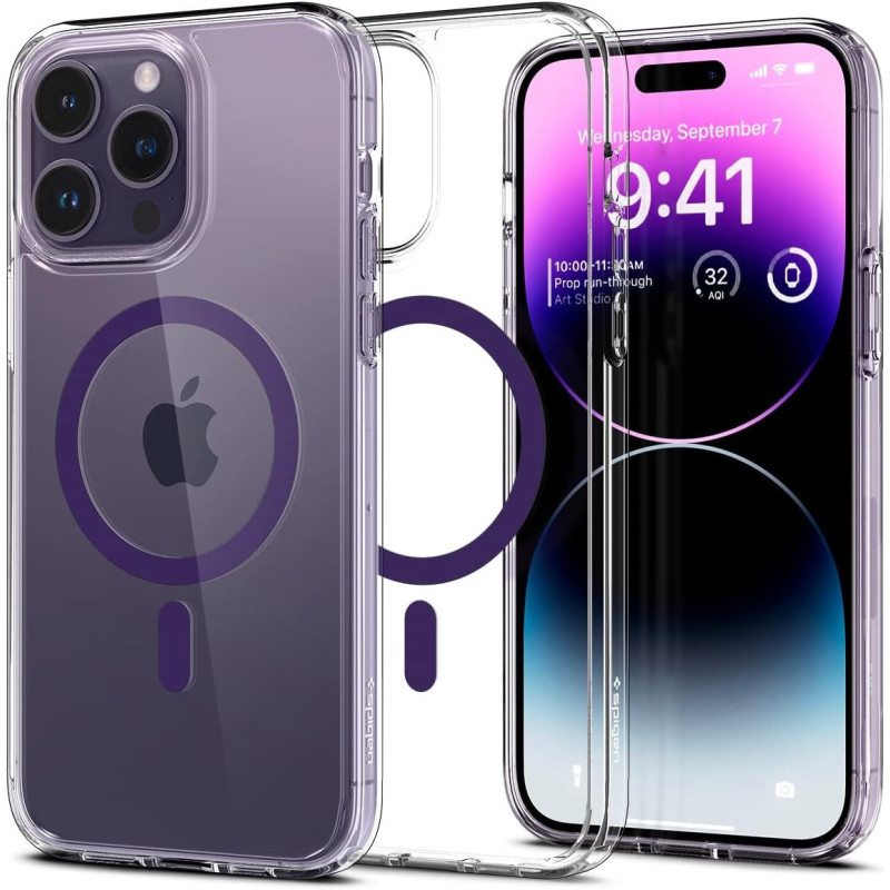 Spigen Ultra Hybrid, Magfit, Anti-Yellowing Technology Designed For iPhone 14 Pro Max Case 2022, Deep Purple