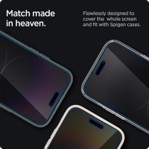 Spigen Tempered Glass Screen Protector Glastr Ez Fit Privacy Designed For iPhone 14 Pro, Pack Of 2