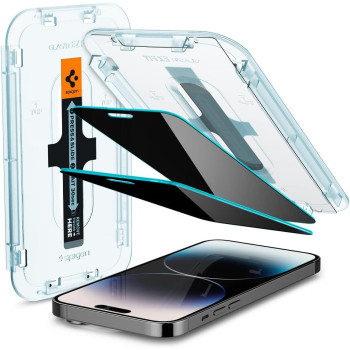 Spigen Tempered Glass Screen Protector Glastr Ez Fit Privacy Designed For iPhone 14 Pro, Pack Of 2