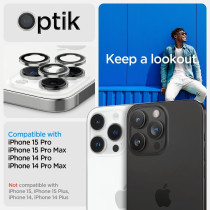 Spigen Camera Lens Screen Protector, Glastr Ez Fit Optik Pro, Designed For iPhone 15 Pro Max/iPhone 15 Pro/iPhone 14 Pro Max/iPhone 14 Pro, Silver, Pack Of 2