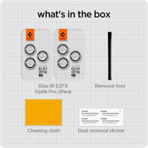 Spigen Camera Lens Screen Protector, Glastr Ez Fit Optik Pro, Designed For iPhone 15 Pro Max/iPhone 15 Pro/iPhone 14 Pro Max/iPhone 14 Pro, Silver, Pack Of 2