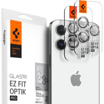 Spigen Camera Lens Screen Protector, Glastr Ez Fit Optik Pro, Designed For iPhone 15 Pro Max/iPhone 15 Pro/iPhone 14 Pro Max/iPhone 14 Pro, Silver, Pack Of 2