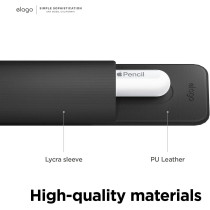 Elago Pencil Holder Compatible With Apple Pencil Pro, Apple Pencil (1St And 2Nd Generation) And Apple Pencil (Usb-C), Strong Adhesive Sleeve, Pu Leather And Soft Lycra Material,Black