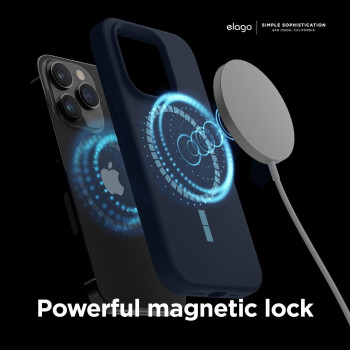 Elago Magnetic Case Compatible With Magsafe iPhone 14 Pro Case Magsafe - Built-In Magnets, Liquid Silicone Case, Shockproof, Strong Magnet - 6.1 Inch, Jean Indigo