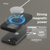 Elago Magnetic Leather Case Compatible With iPhone 15 Pro Max Case, Compatible With All Magsafe Accessories, 6.7 Inch, Built-In Magnets, Vegan Leather, Shockproof, Water-Resistant, Black