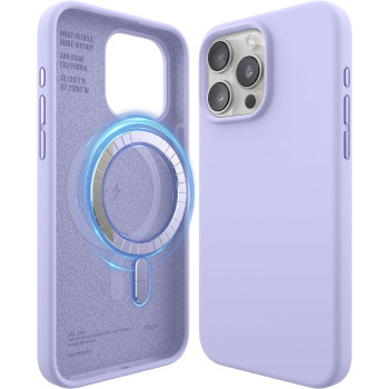 Elago Magnetic Silicone Case Compatible With iPhone 15 Pro Max Case 6.7 Inch, Compatible With All Magsafe Accessories, Built-In Magnets, Soft Grip Silicone, Shockproof, Purple