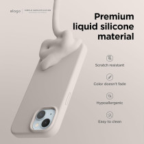 Elago Compatible With iPhone 15 Plus Case, Liquid Silicone Case, Full Body Protective Cover, Shockproof, Slim Phone Case, Anti-Scratch Soft Microfiber Lining, 6.7 Inch, Stone