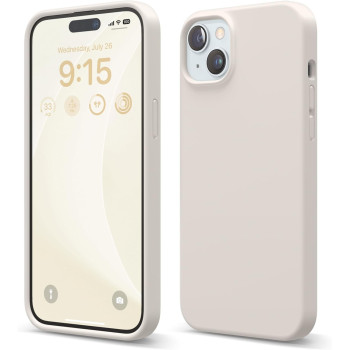 Elago Compatible With iPhone 15 Plus Case, Liquid Silicone Case, Full Body Protective Cover, Shockproof, Slim Phone Case, Anti-Scratch Soft Microfiber Lining, 6.7 Inch, Stone