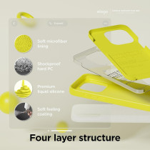 Elago Compatible With iPhone 15 Pro Max Case, Liquid Silicone Case, Full Body Protective Cover, Shockproof, Slim Phone Case, Anti-Scratch Soft Microfiber Lining, 6.7 Inch, Neon Yellow