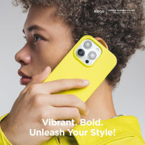 Elago Compatible With iPhone 15 Pro Max Case, Liquid Silicone Case, Full Body Protective Cover, Shockproof, Slim Phone Case, Anti-Scratch Soft Microfiber Lining, 6.7 Inch, Neon Yellow