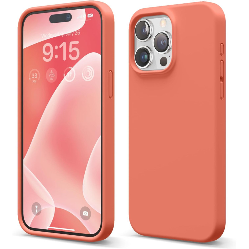 Elago Compatible With iPhone 15 Pro Max Case, Liquid Silicone Case, Full Body Protective Cover, Shockproof, Slim Phone Case, Anti-Scratch Soft Microfiber Lining, 6.7 Inch, Pomelo Pink