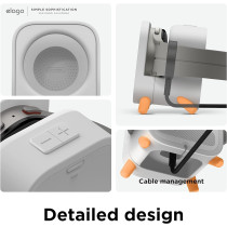 Elago GW5 Stand Compatible With Samsung Galaxy Watch 6 Series Charger Stand / 5 Charger (40, 44Mm)/ 5 Pro Charger (45Mm) 2022-2023, Classic Speaker Design, Light Grey