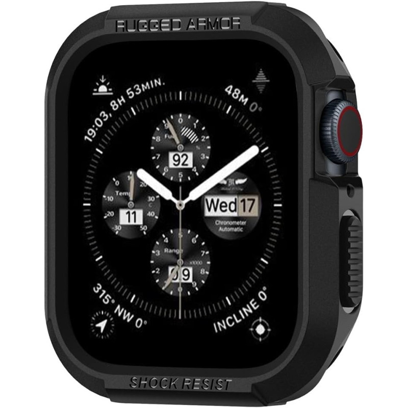 Spigen Rugged Armor Protector Designed For Apple Watch Case Series 9/8/Se2/7/6/Se/5/4 41mm/40mm, Black