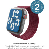 Zagg Gear4 Braided Stretchy Solo Loop Band - SM - Wine - Compatible With Apple Watch 42mm, 44mm, 45mm, Elastic Strap Wristbands For Iwatch Series 7/6/Se/5/4/3/2/1, Wine Red, Small, 705009508