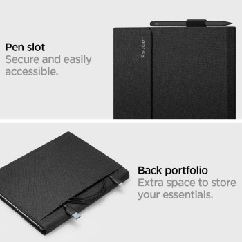 Spigen Stand Folio Designed For Surface Pro X Case With Pen Holder (2021/2020/2019), Black