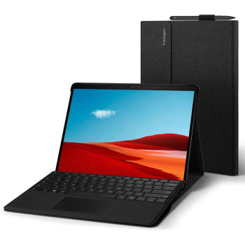 Spigen Stand Folio Designed For Surface Pro X Case With Pen Holder (2021/2020/2019), Black