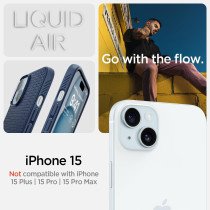 Spigen Liquid Air Armor Designed For iPhone 15 Case (2023), Military-Grade Protection, Navy Blue