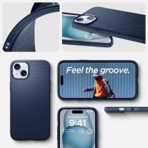 Spigen Liquid Air Armor Designed For iPhone 15 Case (2023), Military-Grade Protection, Navy Blue