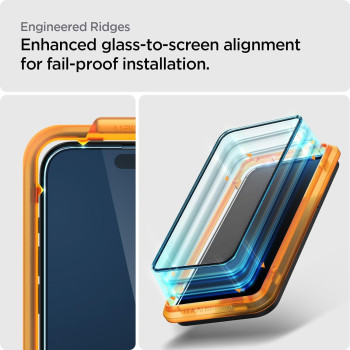 Spigen Tempered Glass Screen Protector Glastr Alignmaster Designed For iPhone 15 Pro Max - Edge To Edge Protection, Pack Of 2