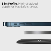 Spigen Mag Fit Designed For Magsafe Charger Pad Cover Case Compatible With iPhone 15, iPhone 14, iPhone 13, iPhone 12 Models, Airpod Pro, Airpod Pro 2, Airpod 3, Black