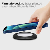 Spigen Mag Fit Designed For Magsafe Charger Pad Cover Case Compatible With iPhone 15, iPhone 14, iPhone 13, iPhone 12 Models, Airpod Pro, Airpod Pro 2, Airpod 3, Black