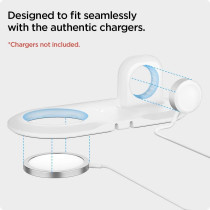 Spigen Mag Fit Duo Designed For Magsafe Charger Stand For iPhone 15, iPhone 14, iPhone 13, iPhone 12 Models/Apple Watch Stand For All Series/Airpods Magsafe Charging Pad Case, White