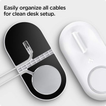 Spigen Mag Fit Duo Designed For Magsafe Charger Stand For iPhone 15, iPhone 14, iPhone 13, iPhone 12 Models/Apple Watch Stand For All Series/Airpods Magsafe Charging Pad Case, White