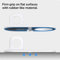 Spigen Mag Fit Duo Designed For Magsafe Charger Stand For iPhone 15, iPhone 14, iPhone 13, iPhone 12 Models/Apple Watch Stand For All Series/Airpods Magsafe Charging Pad Case, White