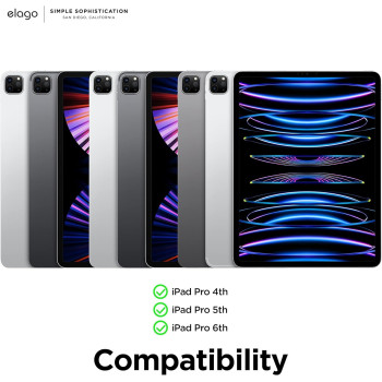 Elago Case For iPad Pro 12.9 6th, 5th, 4th Generation - iPad Case With Magnetic Attachment To Metal Materials, Compatible With Apple iPad Pencil And Elago Pencil Case, Blue