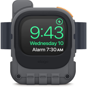 Elago W10 Stand Compatible With Apple Watch Ultra, Series 8/7/6/5/4/3/2/1/Se (49mm, 45mm, 44mm,42mm), Dark Grey, Compatible With Nightstand Mode