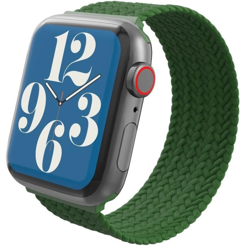 Zagg Gear4 Braided Stretchy Solo Loop Band â€“ Forest Green - Compatible With Apple Watch 42mm 44mm 45mm, Elastic Strap Wristbands For watch Series 7/6/Se/5/4/3/2/1, Medium (705009503)