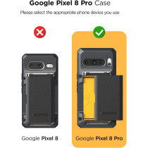 VRS Design Damda Glide Pro Wallet Phone Case For Pixel 8 Pro, Sturdy Semi Auto Card Holder Wallet, 4 Cards Case Compatible For Pixel 8 Pro Case 2023, Khaki