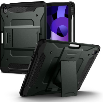 Spigen Tough Armor Pro Designed For iPad Air 11 Inch, Case (2024), 10.9 Inch, 5th/4th Generation Case (2022/2020) With Pencil Holder, Military Green