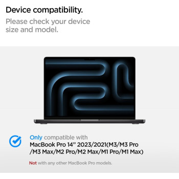 Spigen Urban Fit Designed For New Macbook Pro 14 Inch, M3 / M3 Pro / M3 Max (2023) And M2 Pro / M2 Max A2779 (2023) / M1 Pro / M1 Max A2442 (2021) Protective Hard Shell Case, Black