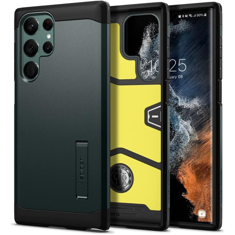 Spigen Tough Armor Designed For Galaxy S22 Ultra Case 2022, Abyss Green