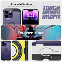 Spigen Tough Armor (Magfit) Compatible With Magsafe Designed For iPhone 14 Pro Max Case 2022, Deep Purple