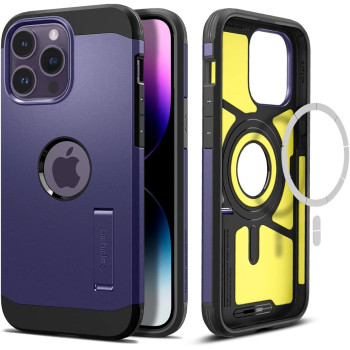 Spigen Tough Armor (Magfit) Compatible With Magsafe Designed For iPhone 14 Pro Max Case 2022, Deep Purple