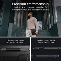 Spigen Rugged Armor Pro Designed For Samsung Galaxy Tab S9 Ultra Case 14.6 Inch, 2023 (SM-X91) / Galaxy Tab S8 Ultra Premium Protective Tri-Fold Cover With Auto Sleep/Wake And S Pen Holder, Black