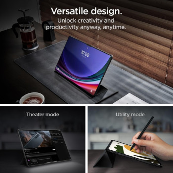 Spigen Rugged Armor Pro Designed For Samsung Galaxy Tab S9 Ultra Case 14.6 Inch, 2023 (SM-X91) / Galaxy Tab S8 Ultra Premium Protective Tri-Fold Cover With Auto Sleep/Wake And S Pen Holder, Black