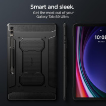 Spigen Rugged Armor Pro Designed For Samsung Galaxy Tab S9 Ultra Case 14.6 Inch, 2023 (SM-X91) / Galaxy Tab S8 Ultra Premium Protective Tri-Fold Cover With Auto Sleep/Wake And S Pen Holder, Black