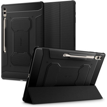 Spigen Rugged Armor Pro Designed For Samsung Galaxy Tab S9 Ultra Case 14.6 Inch, 2023 (SM-X91) / Galaxy Tab S8 Ultra Premium Protective Tri-Fold Cover With Auto Sleep/Wake And S Pen Holder, Black